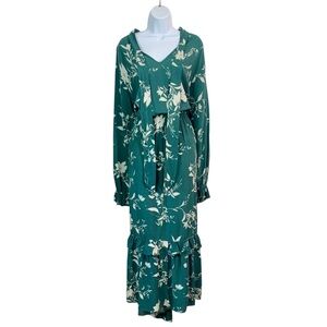Ava & Viv Teal Floral Long Sleeve Dress